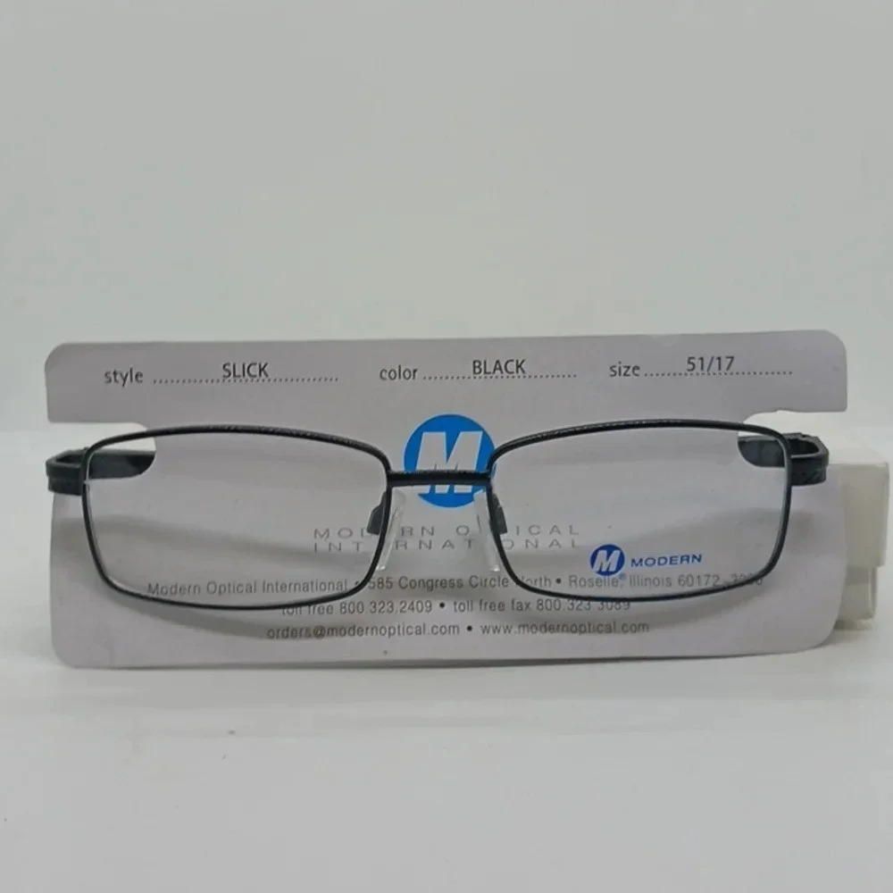 NWT MEN'S MODERN OPTICAL EYEGLASS FRAMES SLICK BLACK